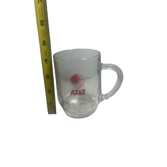 AT&T Appreciates You Coffee Mug With Logo Clear Glass w/Red Made In USA - Picture 5 of 11